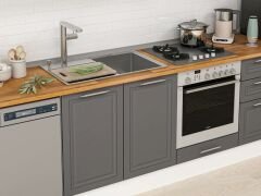 Alvinka 305X210 Cm Klasik Mebran Mutfak Dolabı M-E80S60S45-3 Mebran | Antrasit - Suntalam