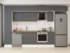 Alvinka 375X240 Cm Klasik Mebran Mutfak Dolabı Beyaz Beyaz Mbb-E90B45S40-2 Mebran | Antrasit - Suntalam