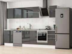 Alvinka 300X210 Cm High Gloss Mutfak Dolabı M-E80S60S40-2 High Gloss | Antrasit - Mdf