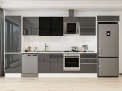 Alvinka 400X222 Cm High Gloss Mutfak Dolabı Mbb-E80B60S60-3 High Gloss | Antrasit - Mdf