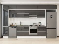 Alvinka 390X240 Cm High Gloss Mutfak Dolabı Mbb-E90B40S60-1 High Gloss | Antrasit - Mdf