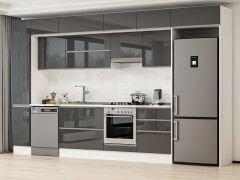 Alvinka 390X240 Cm High Gloss Mutfak Dolabı Mbb-E90B40S60-1 High Gloss | Antrasit - Mdf