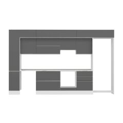 Alvinka 390X240 Cm High Gloss Mutfak Dolabı Mbb-E90B40S60-1 High Gloss | Antrasit - Mdf