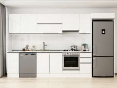 Alvinka 370X222 Cm High Gloss Mutfak Dolabı Mb-E90S40S40-1 High Gloss | Beyaz - Mdf