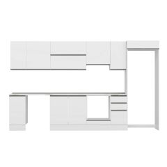 Alvinka 370X222 Cm High Gloss Mutfak Dolabı Mb-E90S40S40-1 High Gloss | Beyaz - Mdf