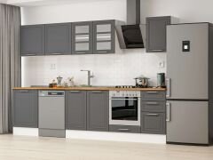 Alvinka 305X210 Cm Klasik Mebran Mutfak Dolabı M-E80S60S45-3 Mebran | Antrasit - Mdf