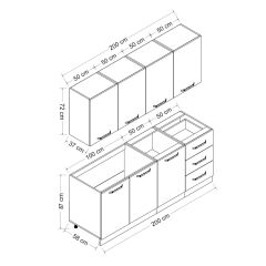 Minar 200 Cm Mutfak Dolabı Beyaz 200-B2-Alt Modül