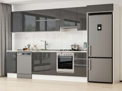 Alvinka 370X222 Cm High Gloss Mutfak Dolabı Mb-E90S40S40-1 High Gloss | Antrasit - Suntalam