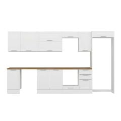 Alvinka 370X222 Cm Klasik Mebran Mutfak Dolabı Mb-E80S45S45-2 Mebran | Beyaz - Mdf