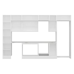 Alvinka 375X240 Cm Klasik Mebran Mutfak Dolabı Beyaz Beyaz Mbb-E90B45S40-2 Mebran | Kumtaşı - Mdf