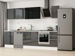 Alvinka 300X210 Cm High Gloss Mutfak Dolabı M-E80S60S40-3 High Gloss | Antrasit - Mdf