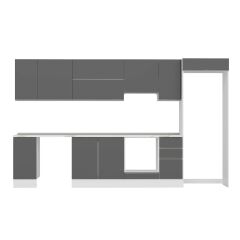 Alvinka 370X222 Cm High Gloss Mutfak Dolabı Mb-E90S40S40-1 High Gloss | Antrasit - Mdf