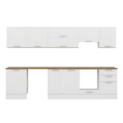 Alvinka 310X210 Cm Klasik Mebran Mutfak Dolabı M-E80S60S50-1 Mebran | Beyaz - Suntalam