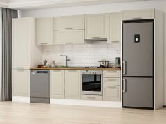 Alvinka 395X222 Cm Klasik Mebran Mutfak Dolabı Mbb-E90B60S45-1 Mebran | Kumtaşı - Suntalam