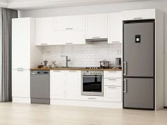 Alvinka 395X222 Cm Klasik Mebran Mutfak Dolabı Mbb-E90B60S45-1 Mebran | Beyaz - Mdf