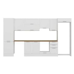 Alvinka 395X222 Cm Klasik Mebran Mutfak Dolabı Mbb-E90B60S45-1 Mebran | Beyaz - Mdf
