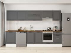 Alvinka 310X210 Cm Klasik Mebran Mutfak Dolabı M-E80S60S50-1 Mebran | Antrasit - Suntalam