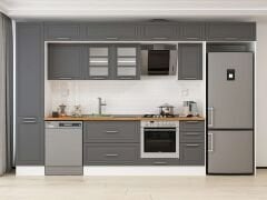 Alvinka 375X240 Cm Klasik Mebran Mutfak Dolabı Beyaz Beyaz Mbb-E90B45S40-3 Mebran | Antrasit - Suntalam