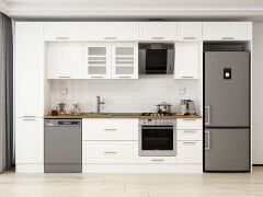 Alvinka 375X240 Cm Klasik Mebran Mutfak Dolabı Beyaz Beyaz Mbb-E90B45S40-3 Mebran | Beyaz - Mdf