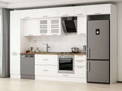 Alvinka 375X240 Cm Klasik Mebran Mutfak Dolabı Beyaz Beyaz Mbb-E90B45S40-3 Mebran | Beyaz - Mdf