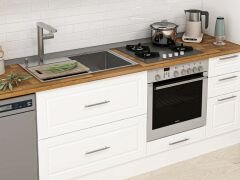 Alvinka 375X240 Cm Klasik Mebran Mutfak Dolabı Beyaz Beyaz Mbb-E90B45S40-3 Mebran | Beyaz - Mdf