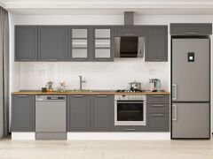 Alvinka 370X222 Cm Klasik Mebran Mutfak Dolabı Mb-E80S45S45-3 Mebran | Antrasit - Suntalam