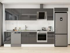 Alvinka 370X222 Cm High Gloss Mutfak Dolabı Mb-E90S40S40-2 High Gloss | Antrasit - Mdf