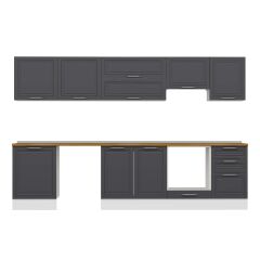 Alvinka 310X210 Cm Klasik Mebran Mutfak Dolabı M-E80S60S50-1 Mebran | Antrasit - Mdf