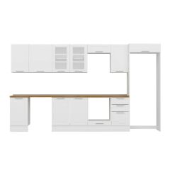 Alvinka 370X222 Cm Klasik Mebran Mutfak Dolabı Mb-E80S45S45-3 Mebran | Beyaz - Mdf