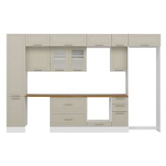 Alvinka 375X240 Cm Klasik Mebran Mutfak Dolabı Beyaz Beyaz Mbb-E90B45S40-3 Mebran | Kumtaşı - Mdf