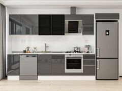 Alvinka 370X222 Cm High Gloss Mutfak Dolabı Mb-E90S40S40-3 High Gloss | Antrasit - Suntalam