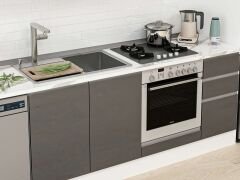 Alvinka 370X222 Cm High Gloss Mutfak Dolabı Mb-E90S40S40-3 High Gloss | Antrasit - Suntalam