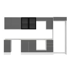 Alvinka 370X222 Cm High Gloss Mutfak Dolabı Mb-E90S40S40-3 High Gloss | Antrasit - Suntalam