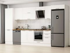 Alvinka 395X222 Cm Klasik Mebran Mutfak Dolabı Mbb-E90B60S45-2 Mebran | Beyaz - Mdf