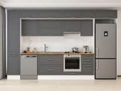 Alvinka 380X240 Cm Klasik Mebran Mutfak Dolabı Beyaz Beyaz Mbb-E90B45S45-1 Mebran | Antrasit - Suntalam