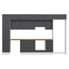 Alvinka 380X240 Cm Klasik Mebran Mutfak Dolabı Beyaz Beyaz Mbb-E90B45S45-1 Mebran | Antrasit - Suntalam