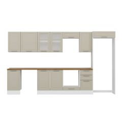 Alvinka 370X222 Cm Klasik Mebran Mutfak Dolabı Mb-E80S45S45-3 Mebran | Kumtaşı - Mdf