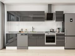 Alvinka 305X210 Cm High Gloss Mutfak Dolabı M-E80S60S45-2 High Gloss | Antrasit - Mdf