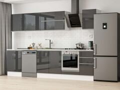 Alvinka 305X210 Cm High Gloss Mutfak Dolabı M-E80S60S45-2 High Gloss | Antrasit - Mdf