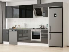 Alvinka 370X222 Cm High Gloss Mutfak Dolabı Mb-E90S40S40-3 High Gloss | Antrasit - Mdf