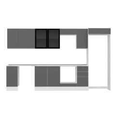 Alvinka 370X222 Cm High Gloss Mutfak Dolabı Mb-E90S40S40-3 High Gloss | Antrasit - Mdf