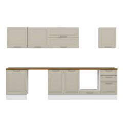 Alvinka 310X210 Cm Klasik Mebran Mutfak Dolabı M-E80S60S50-2 Mebran | Kumtaşı - Suntalam