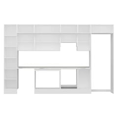 Alvinka 380X240 Cm Klasik Mebran Mutfak Dolabı Beyaz Beyaz Mbb-E90B45S45-1 Mebran | Kumtaşı - Suntalam