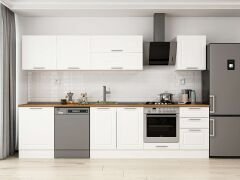 Alvinka 310X210 Cm Klasik Mebran Mutfak Dolabı M-E80S60S50-2 Mebran | Beyaz - Mdf