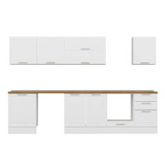 Alvinka 310X210 Cm Klasik Mebran Mutfak Dolabı M-E80S60S50-2 Mebran | Beyaz - Mdf
