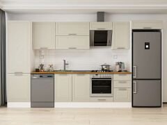 Alvinka 395X222 Cm Klasik Mebran Mutfak Dolabı Mbb-E90B60S45-2 Mebran | Kumtaşı - Mdf