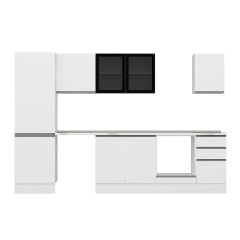 Alvinka 305X210 Cm High Gloss Mutfak Dolabı M-E80S60S45-3 High Gloss | Beyaz - Mdf