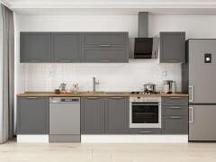 Alvinka 310X210 Cm Klasik Mebran Mutfak Dolabı M-E80S60S50-2 Mebran | Antrasit - Mdf