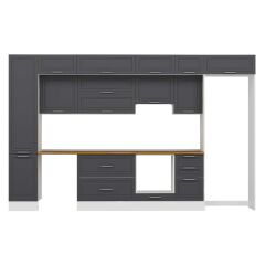 Alvinka 380X240 Cm Klasik Mebran Mutfak Dolabı Mbb-E90B45S45-1 Mebran | Antrasit - Mdf