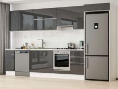 Alvinka 375X222 Cm High Gloss Mutfak Dolabı Mb-E90S40S45-1 High Gloss | Antrasit - Suntalam